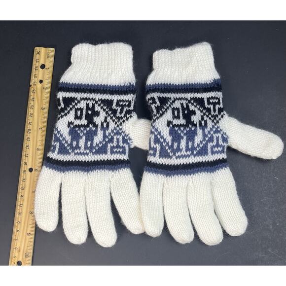White/Black/Grey Finger Unisex Peruvian Alpaca Wool Adult Gloves NEW - Picture 3 of 3